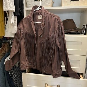 free people fringe denim jacket